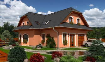 Casa elegante con mansarda, garage e una stanza al piano terra. 